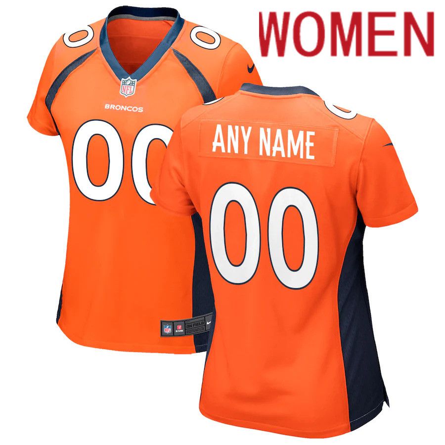 Women Nike Orange Denver Broncos Custom Game NFL Jersey